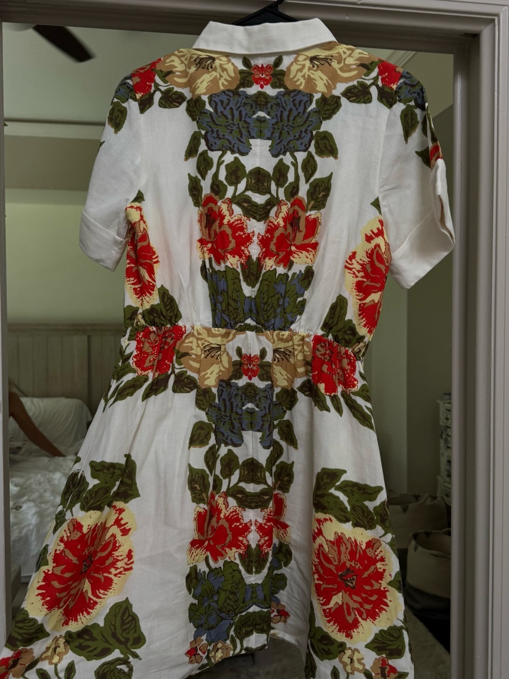 Cleobella White Midi Dress with Red, Green, Blue & Tan Floral Print - Picture 3 of 4